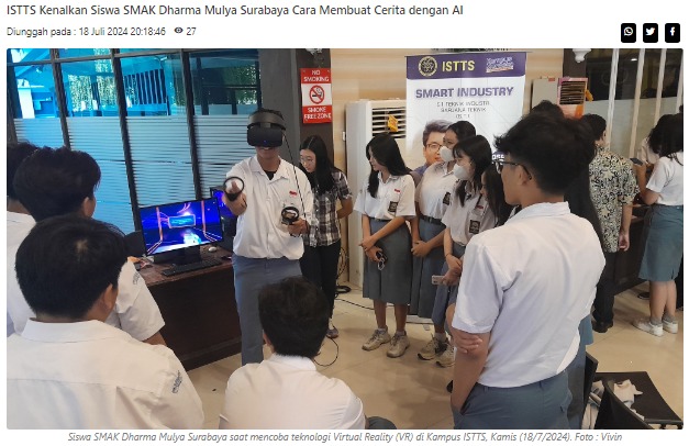 ISTTS Kenalkan Siswa SMAK Dharma Mulya Surabaya Cara Membuat Cerita dengan AI